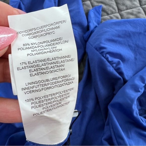 The Bikini Lab One Piece Swimsuit Women Large Blue Front Tie Plunging V Neck N - Picture 8 of 10